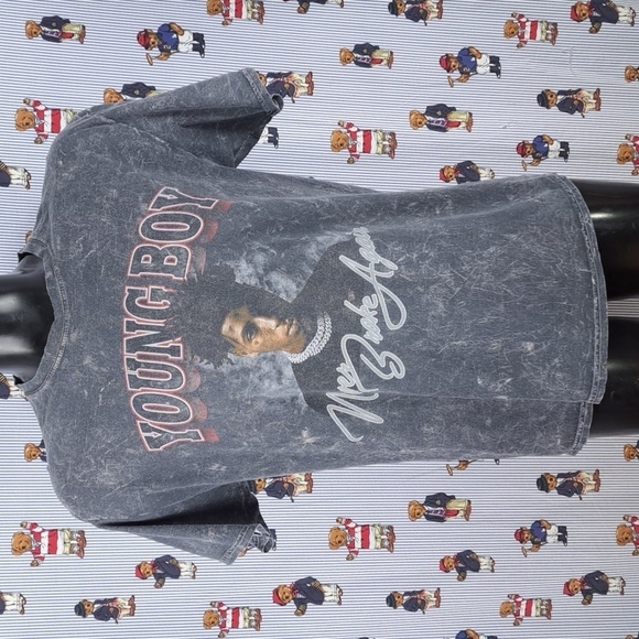 NBA Youngboy offical tags 2018 Never Broke Again hip hop smoke gray M/L t-shirt - Picture 2 of 6